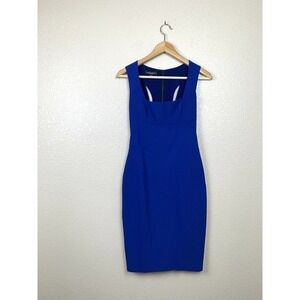 Narciso Rodriguez Blue Cutout Back Detail Dress